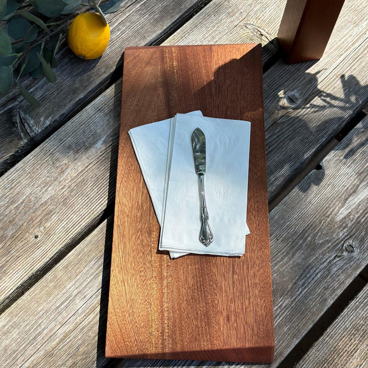 Sapele mahogany wood serving plate, Z-cut, 6'' X 14'' - BOISWOOD