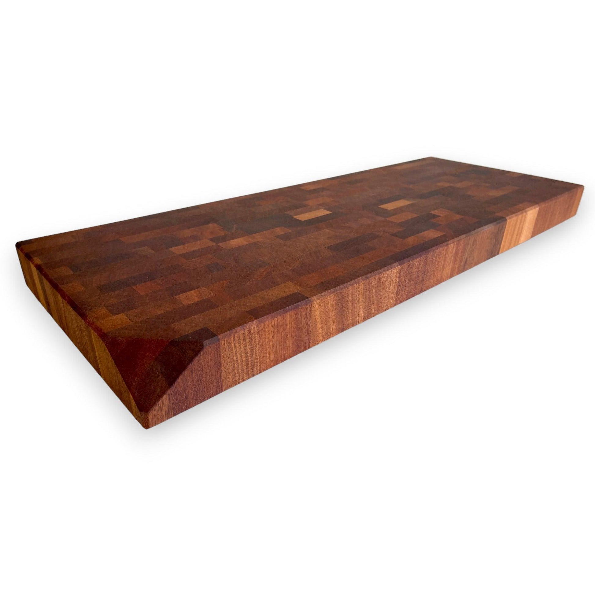 Mahogany Sapele 2" chopping board with angled cut corner - BOISWOOD