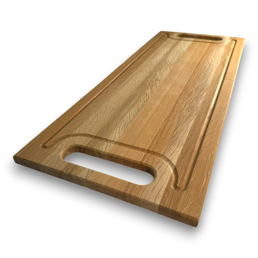 Serving plate with handles in White Oak wood