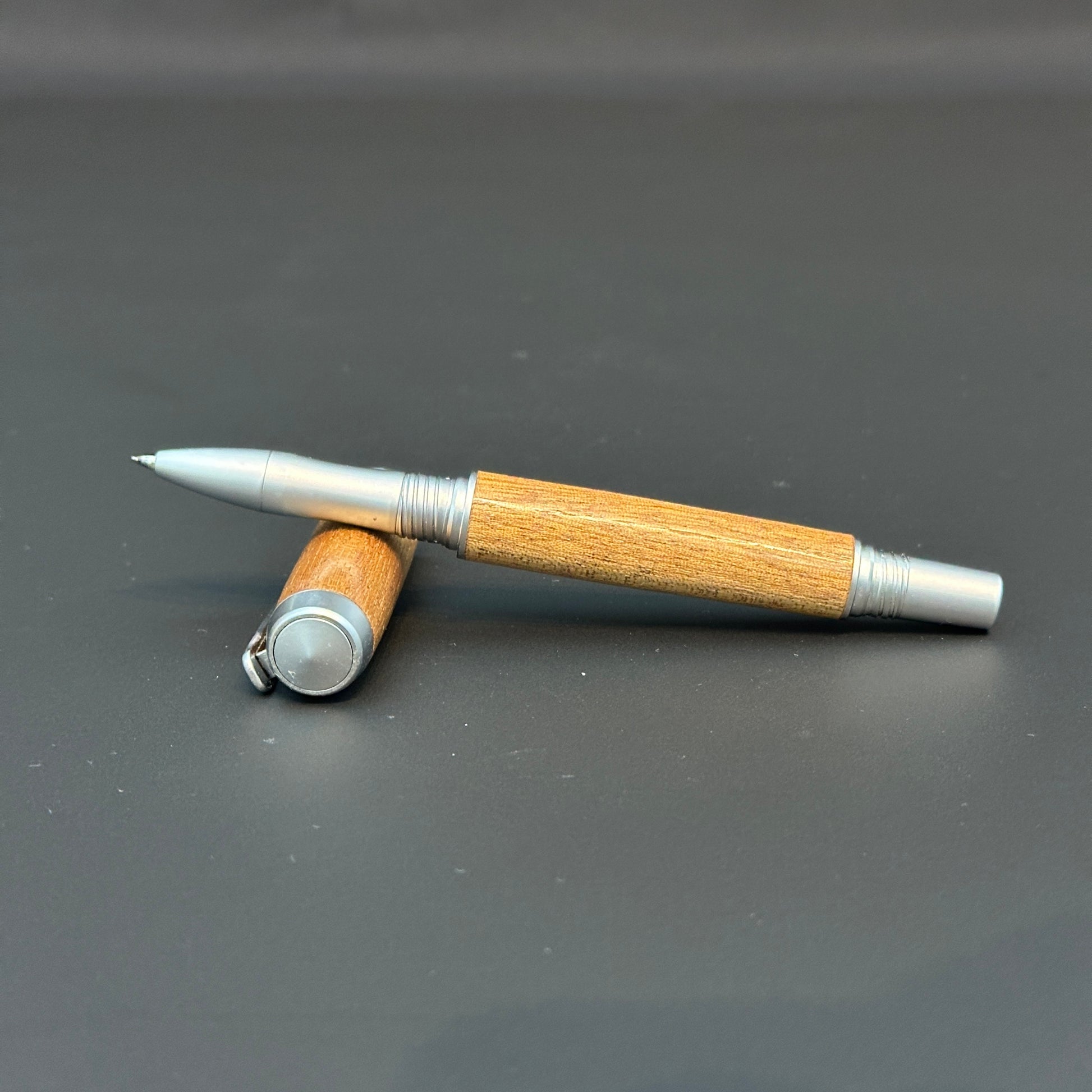 Mahogany Wooden Rollerball Pen metalllic Satin Chrome finish - BOISWOOD