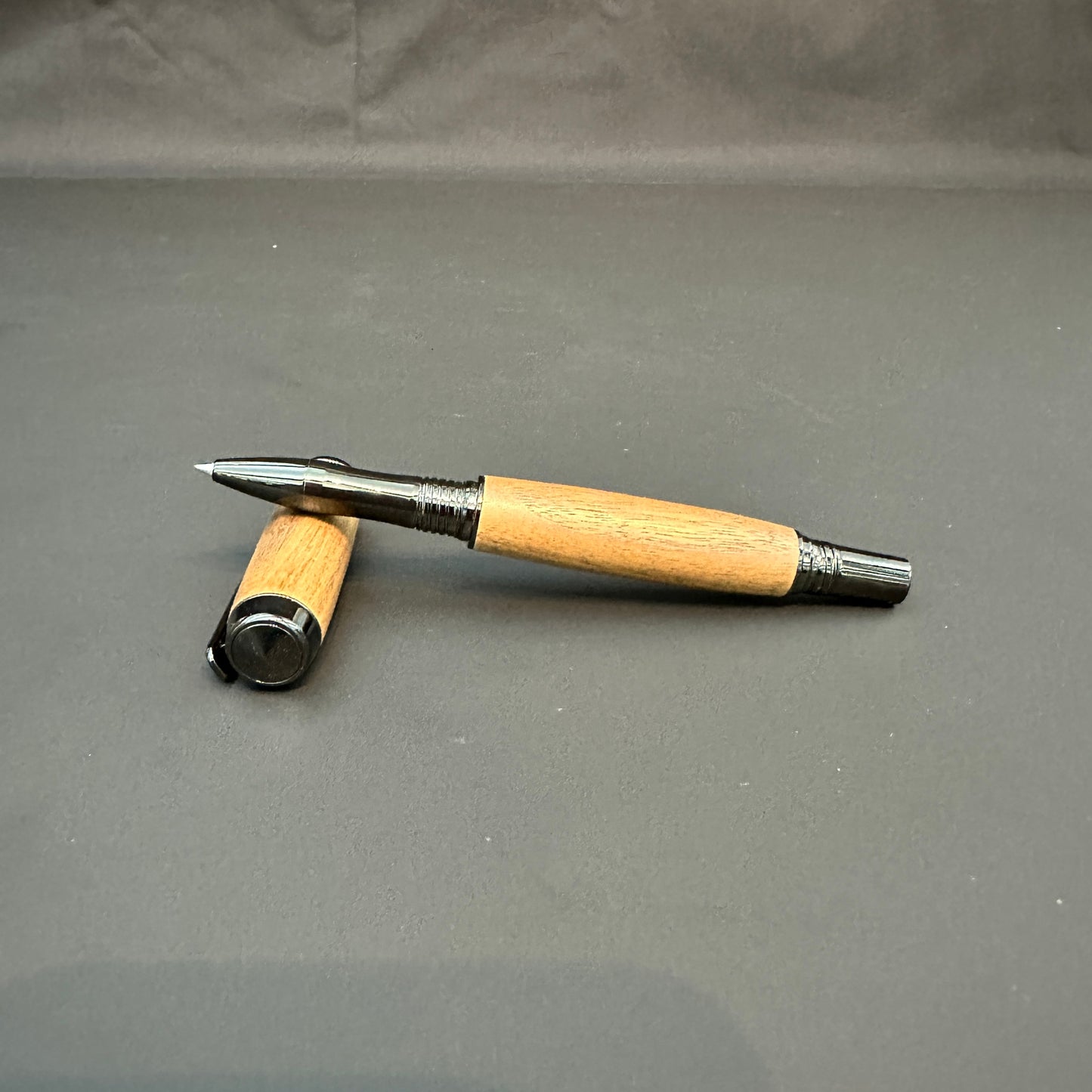 Walnut Wooden Rollerball Pen metalllic Black Titanium finish - BOISWOOD