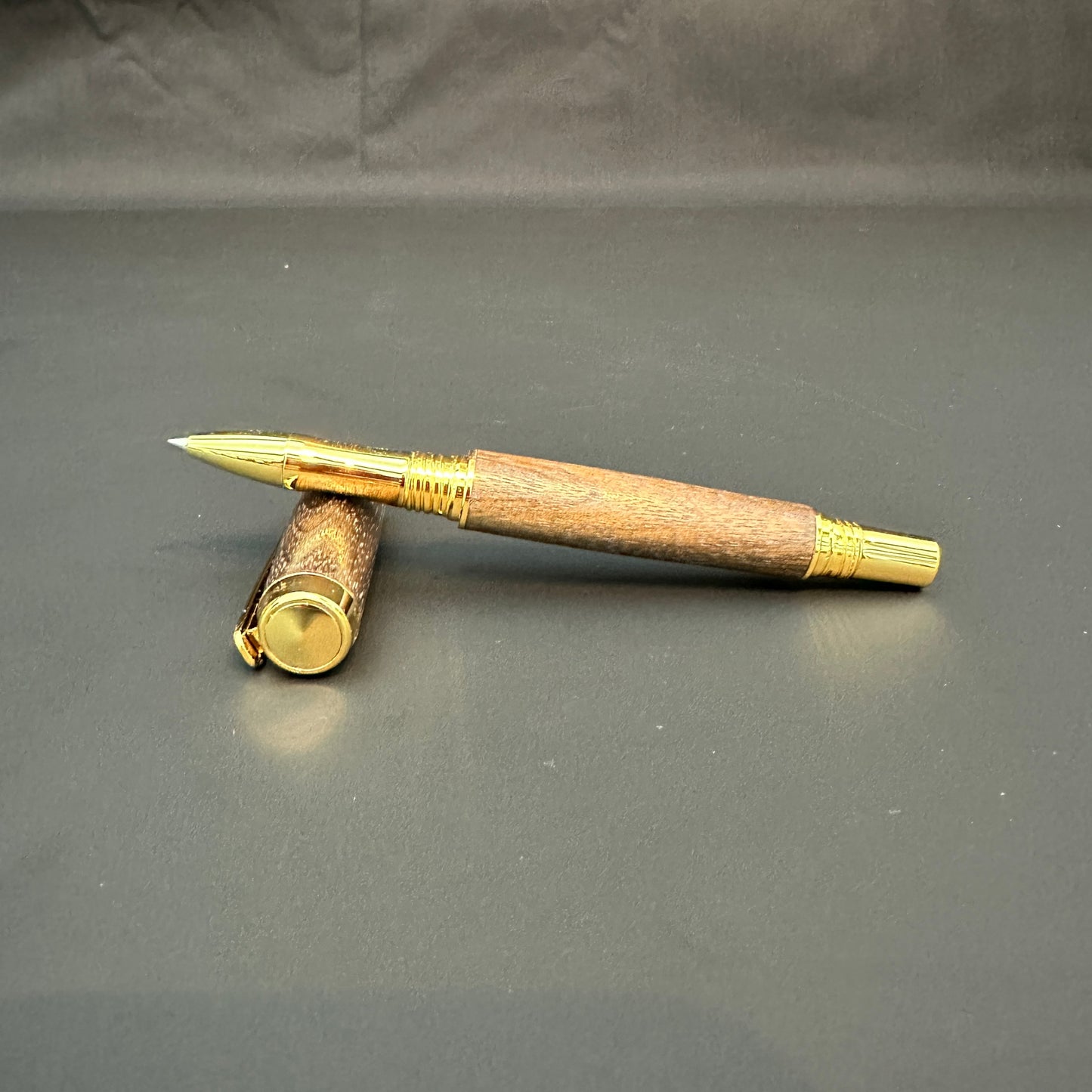 Walnut Wooden Rollerball Pen metalllic Gold finish - BOISWOOD