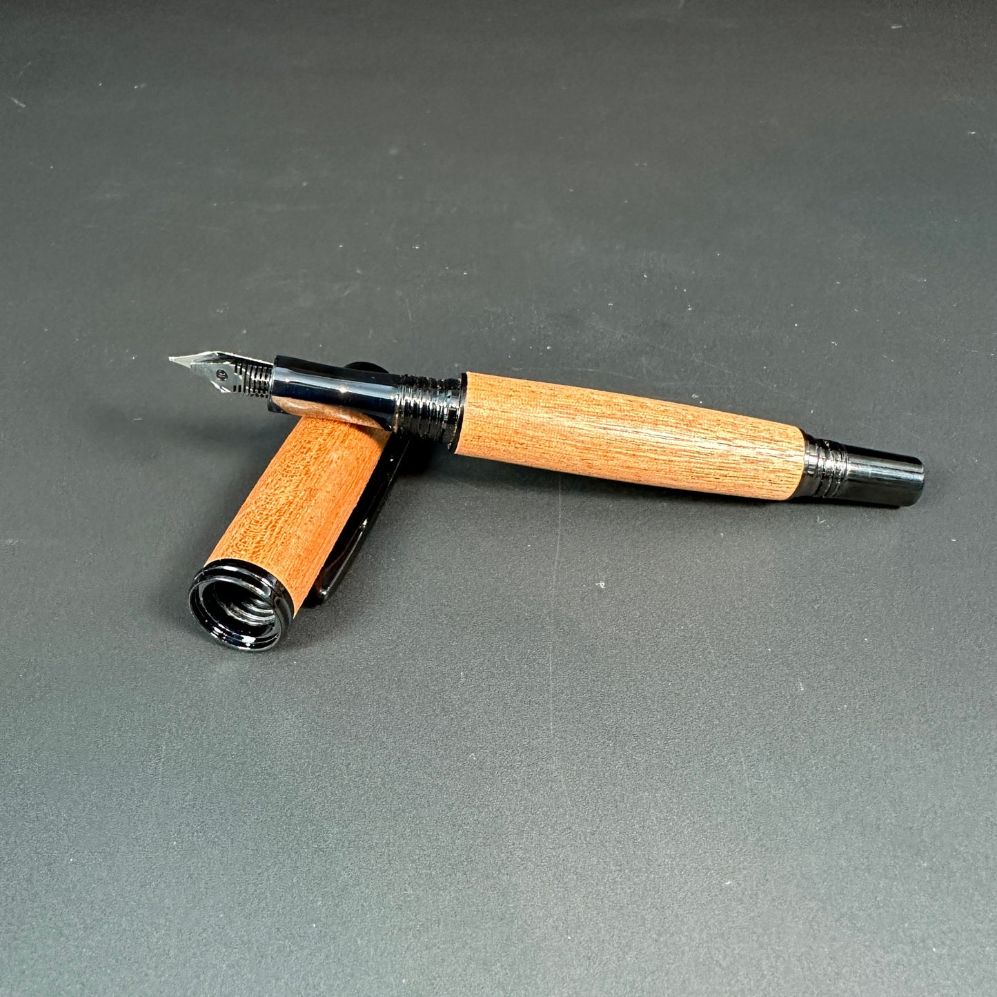 Mahogany Wooden Fountain Pen Black titanium metallic finish - BOISWOOD