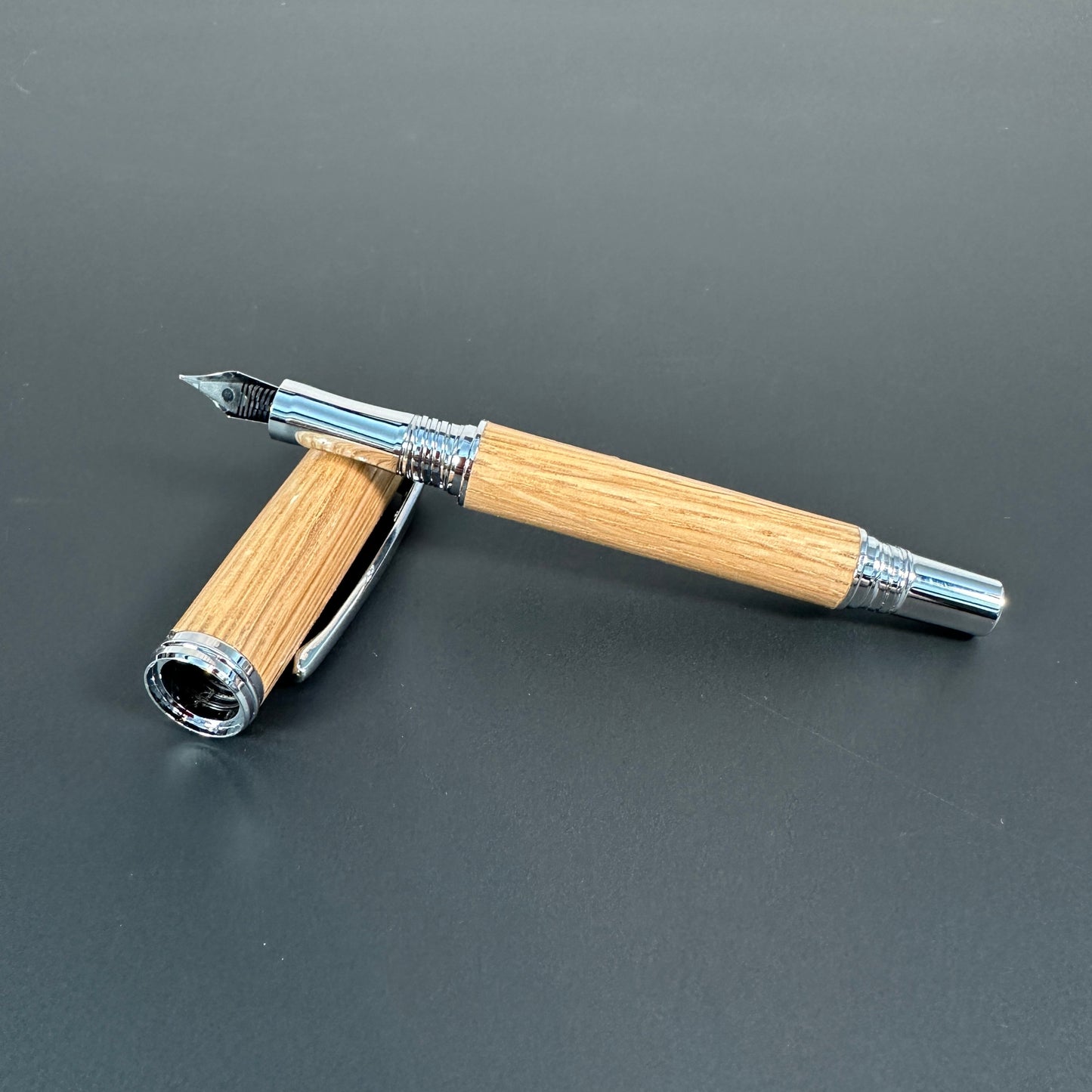 White Oak Wooden Fountain Pen Chrome finish - BOISWOOD