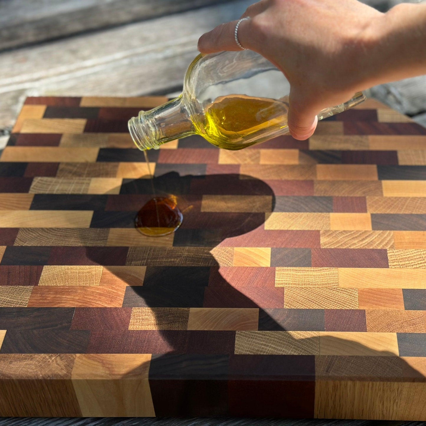 2'' Rectangular Mixed Standing Wood Cutting Board - BOISWOOD