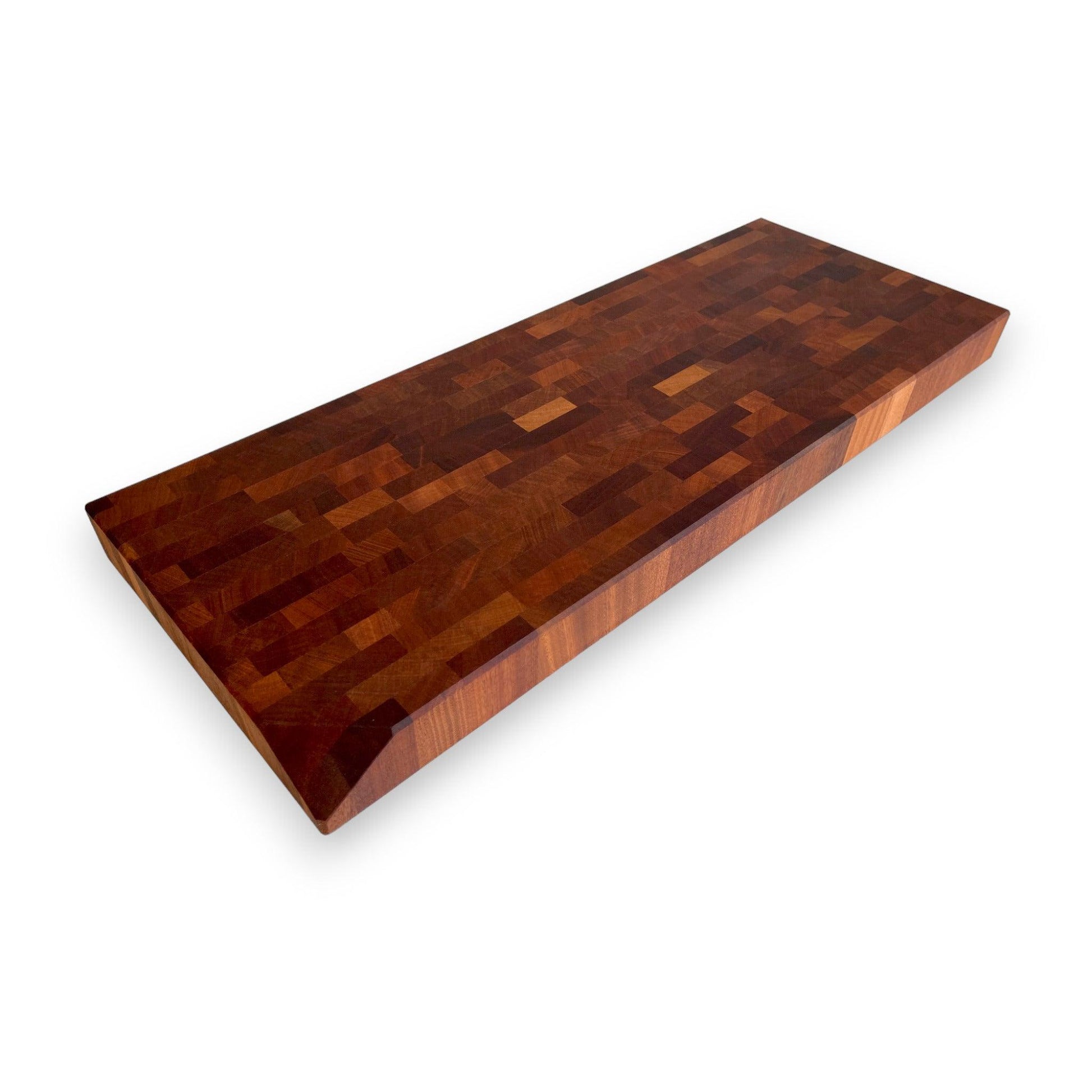 Mahogany Sapele 2" chopping board with angled cut corner - BOISWOOD