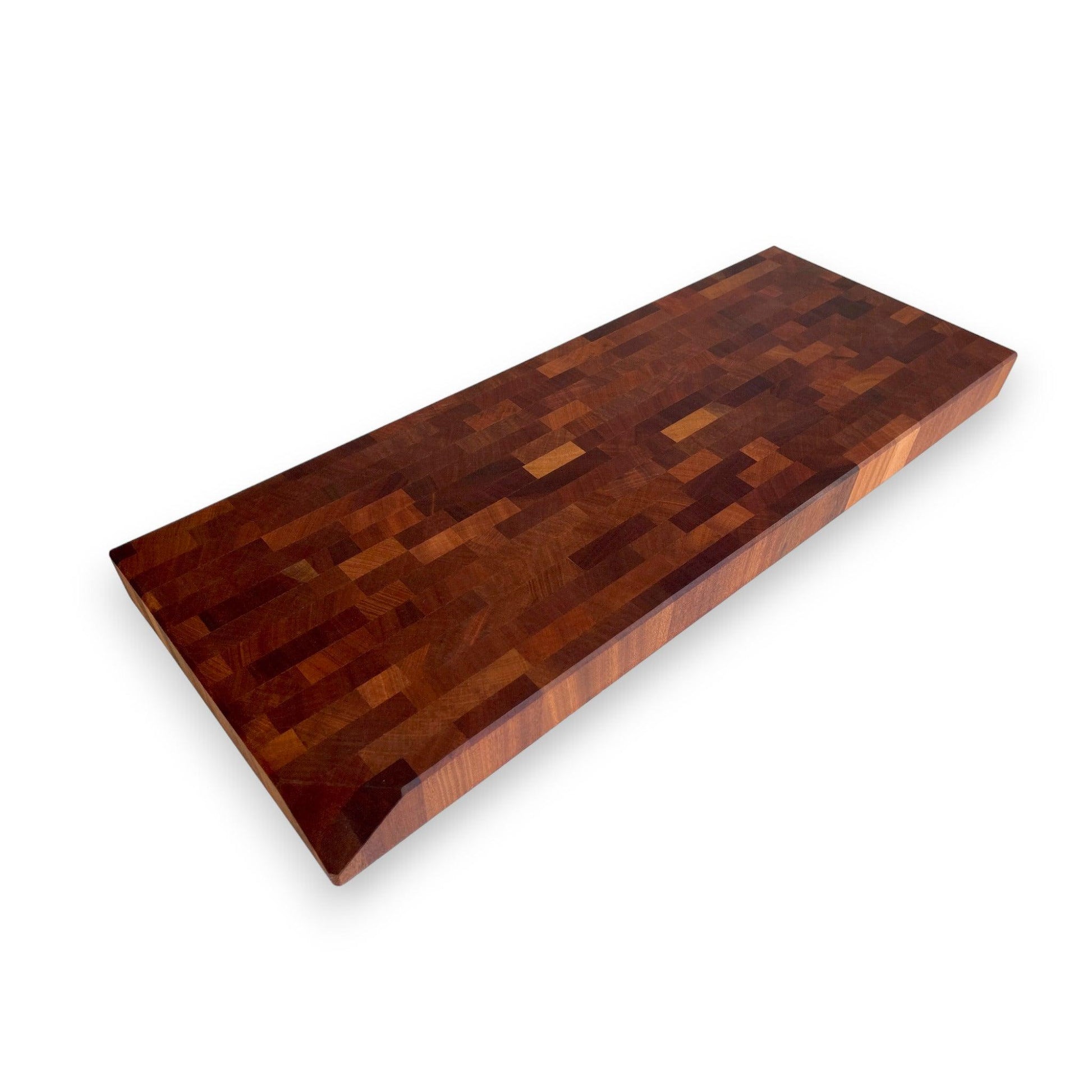 Mahogany Sapele 2" chopping board with angled cut corner - BOISWOOD