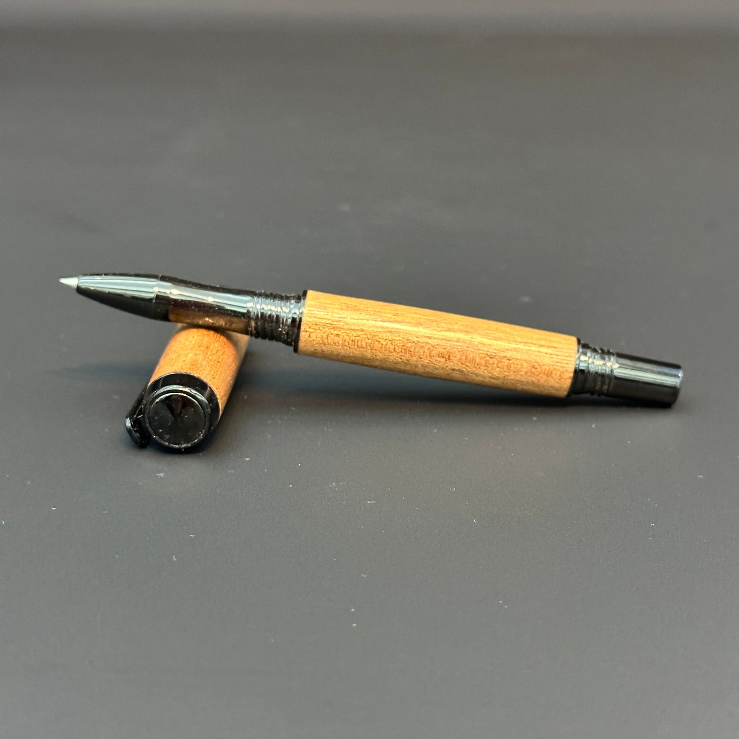 Mahogany Wooden Rollerball Pen metalllic Black Titanium finish - BOISWOOD