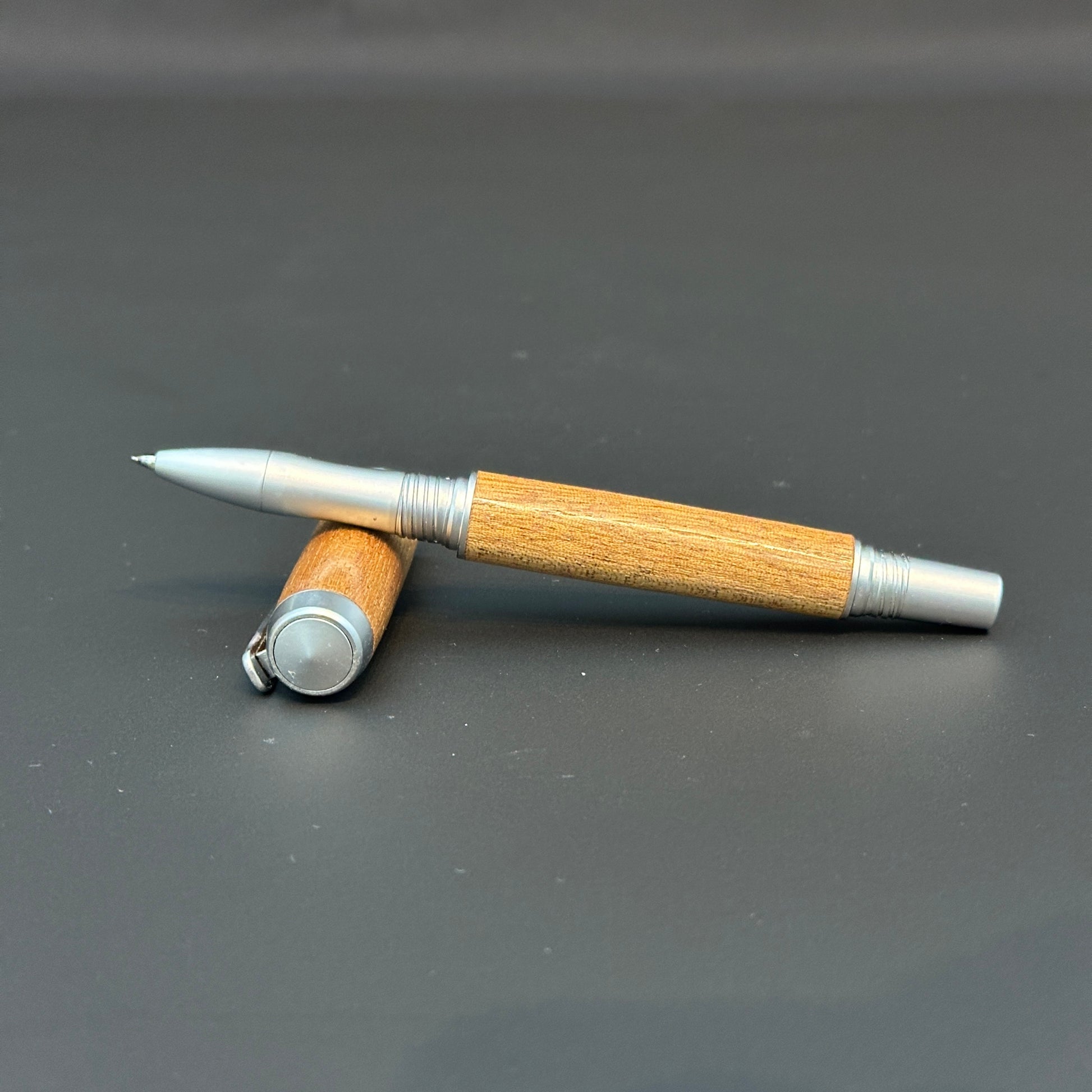 Mahogany Wooden Rollerball Pen metalllic Satin Chrome finish - BOISWOOD