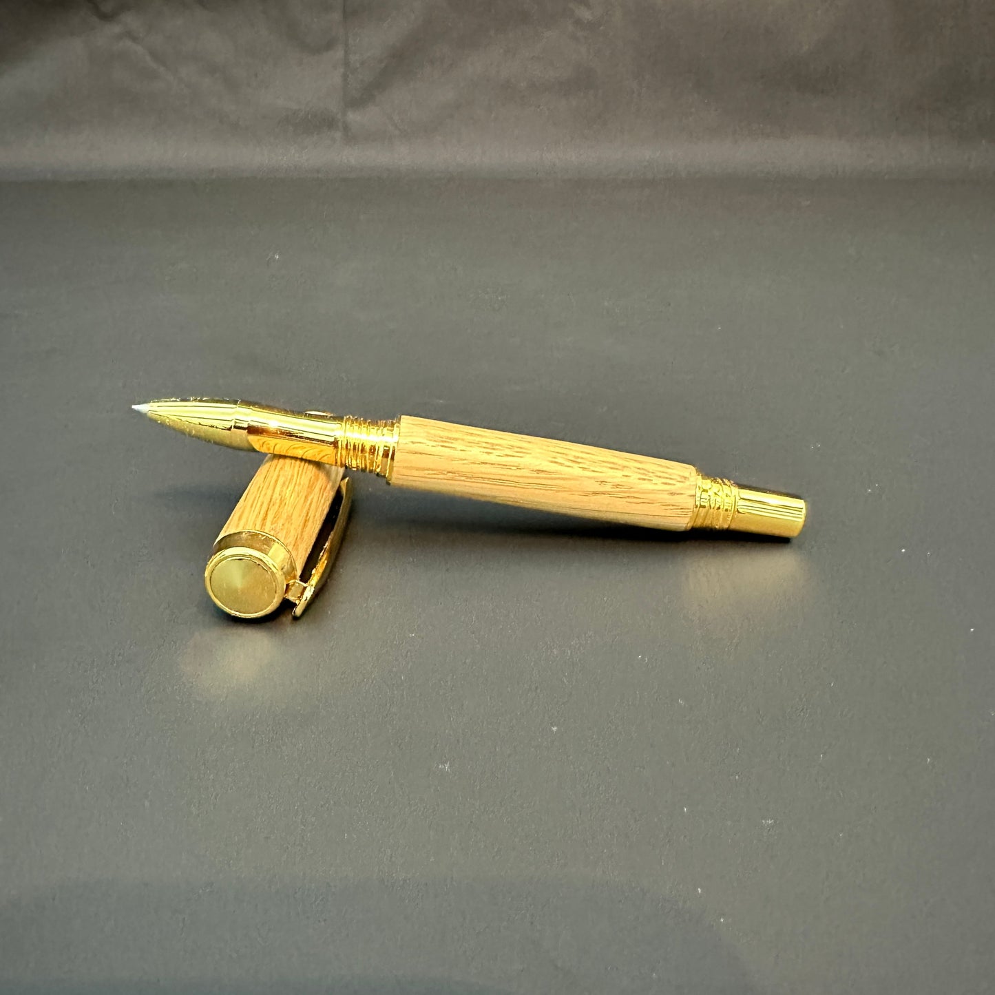 White Oak Wooden Rollerball Pen metalllic Gold finish - BOISWOOD