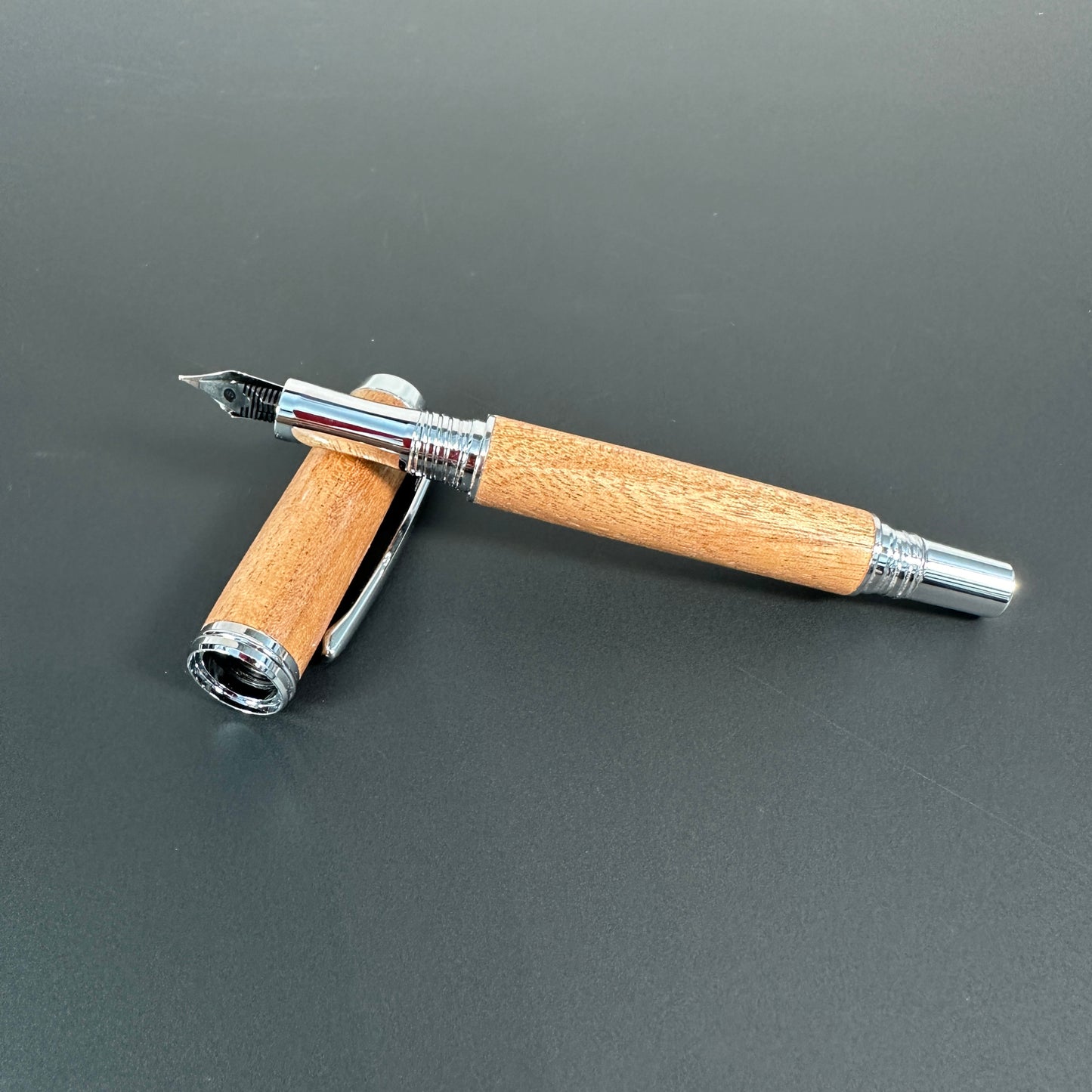 Mahogany Wooden Fountain Pen Chrome metallic finish - BOISWOOD